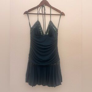 BCBGMaxAzria Teal Halter Dress